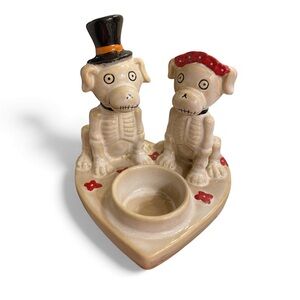 YANKEE CANDLE TRUE LOVE BONESY COUPLE BONESY COLLECTION CERAMIC CANDLE HOLDER